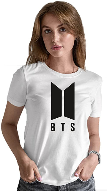 BTS PRINTED T-SHIRT ROUND NECK CASUAL WHITE